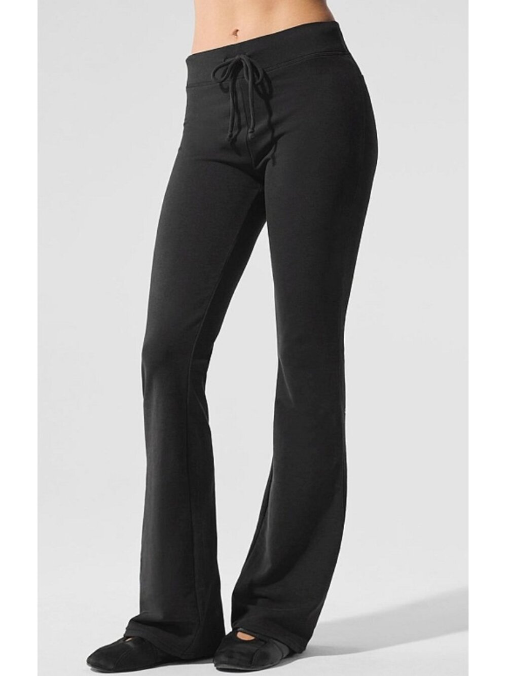 Alo Sway Bootcut Sweatpant Soft Black Distressed Booty-Lift Stretchy Flared Pant